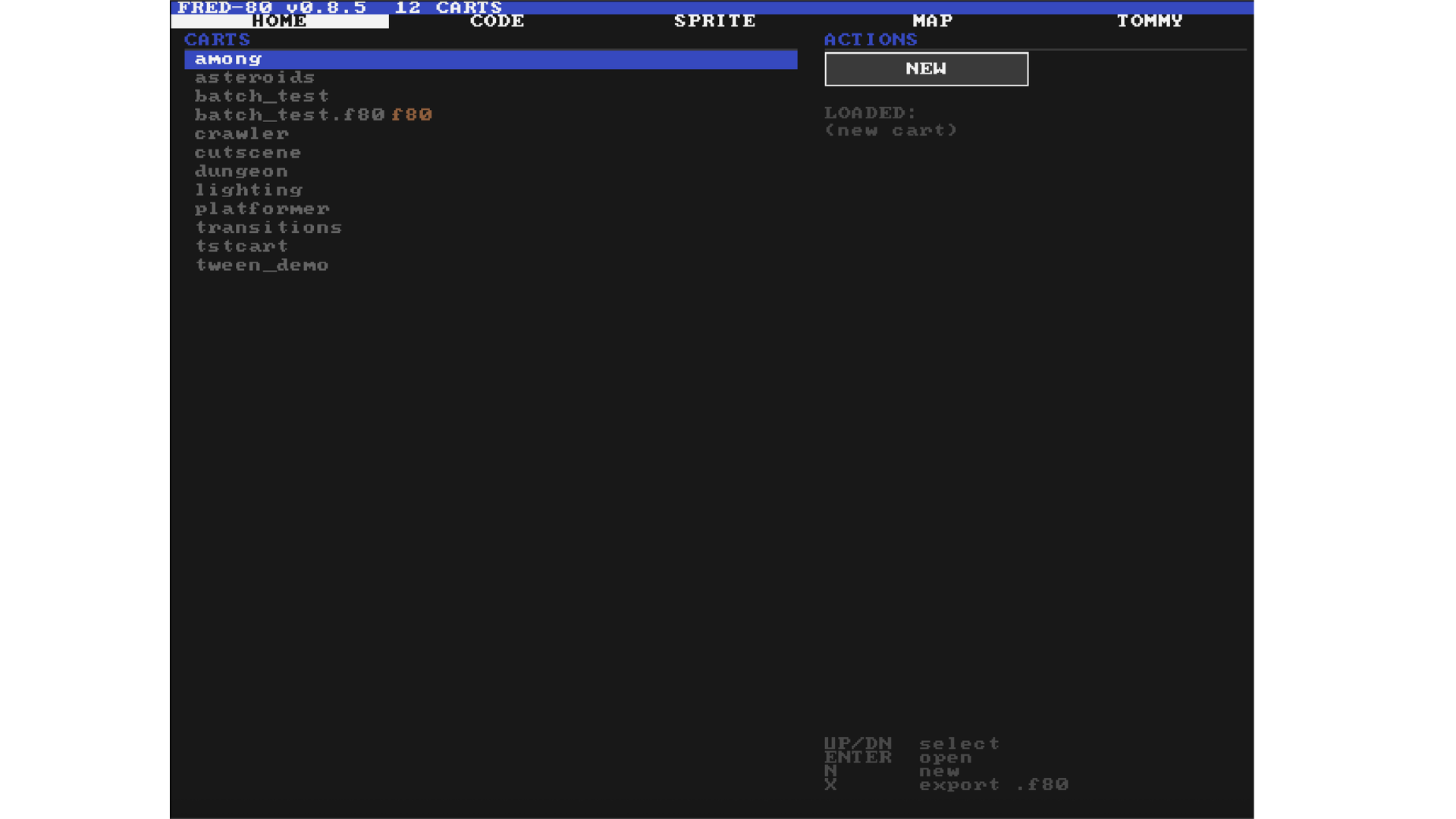 FRED-80 home screen
